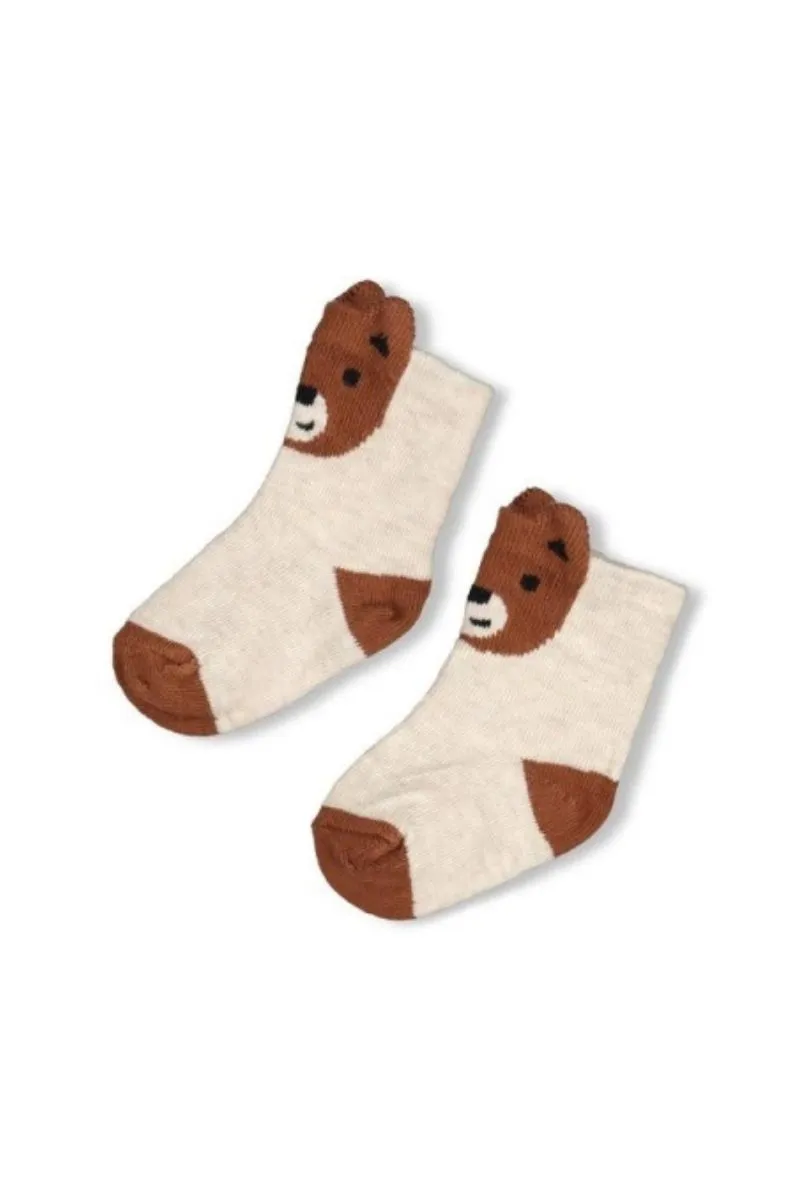 Feetje Sokjes Winter Denims, taupe melange, paar gebreide sokjes